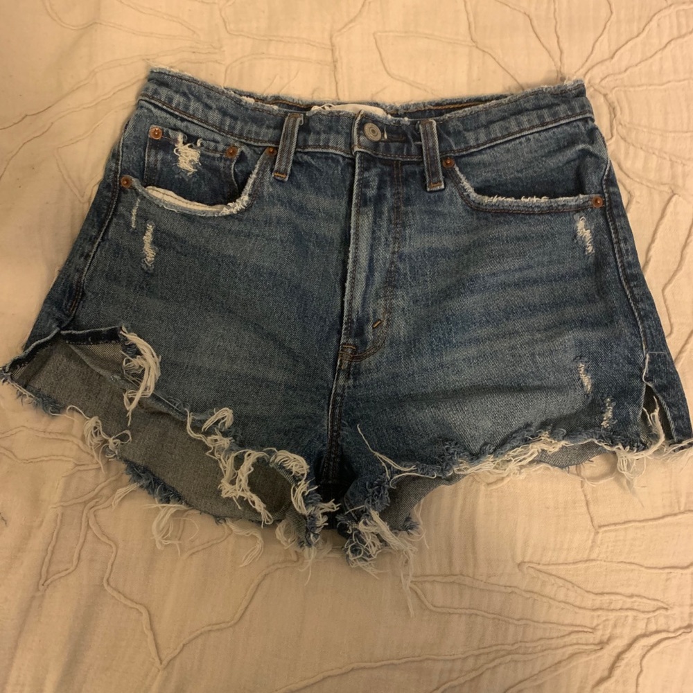 Medium wash, high waisted abercrombie shorts